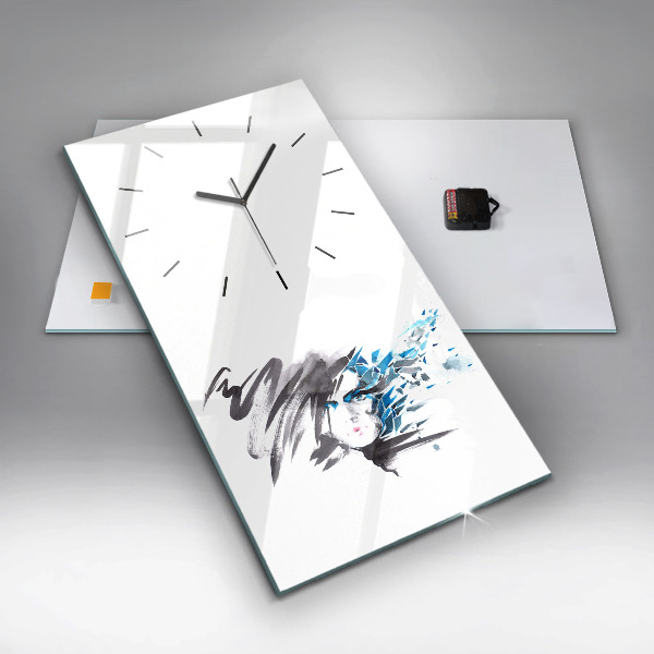 Modern vertical wall clock Abstract woman's face