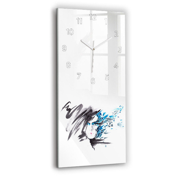 Modern vertical wall clock Abstract woman's face