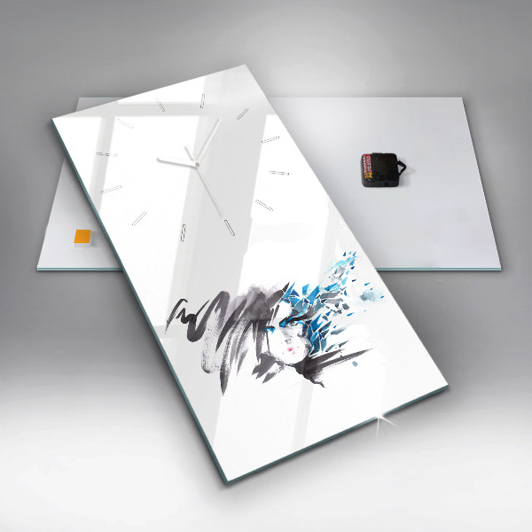 Modern vertical wall clock Abstract woman's face