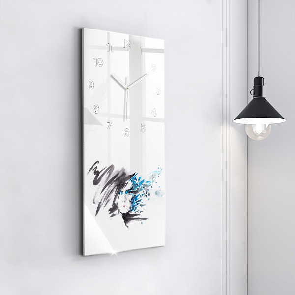 Modern vertical wall clock Abstract woman's face