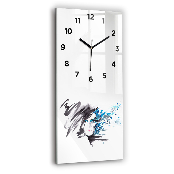 Modern vertical wall clock Abstract woman's face