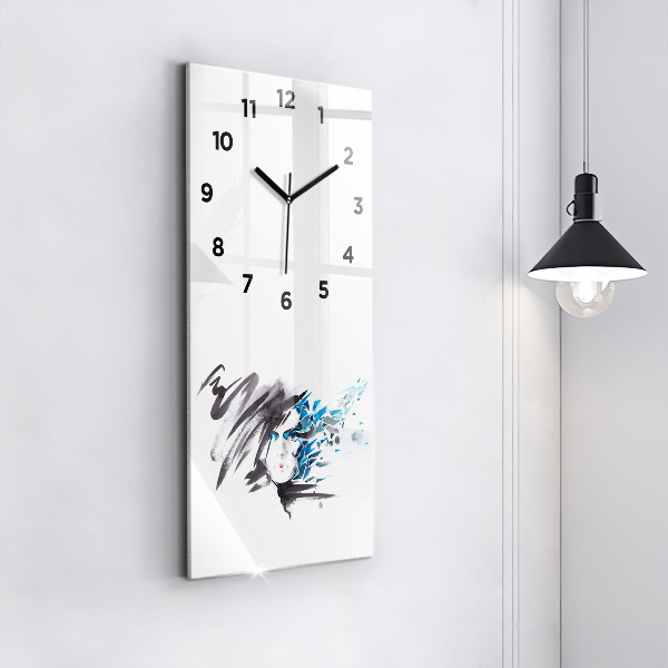 Modern vertical wall clock Abstract woman's face