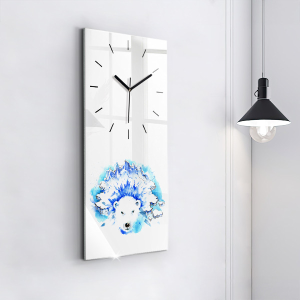 Modern vertical wall clock Bear on the ice background