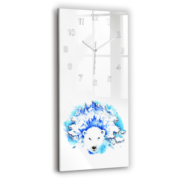 Modern vertical wall clock Bear on the ice background