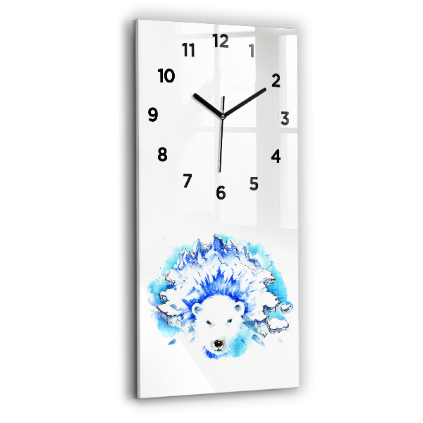 Modern vertical wall clock Bear on the ice background