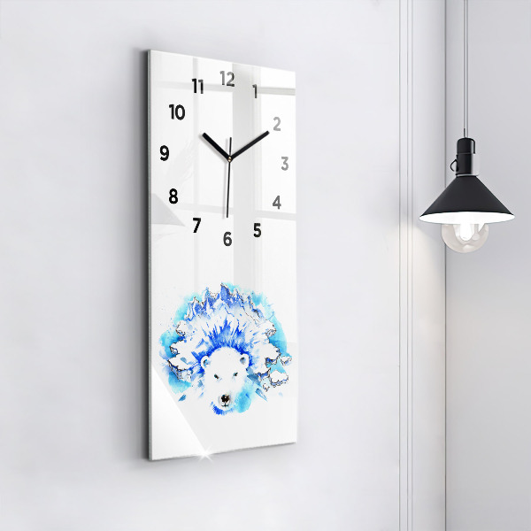 Modern vertical wall clock Bear on the ice background
