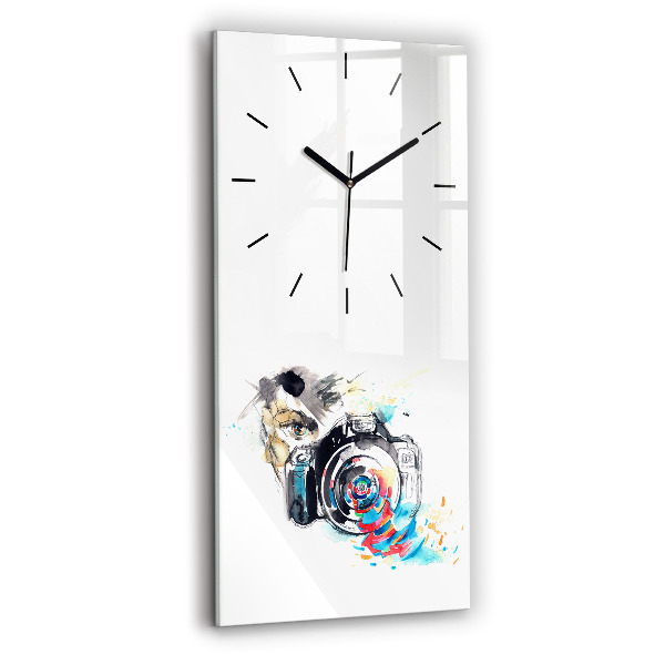 Modern vertical wall clock Woman photographer