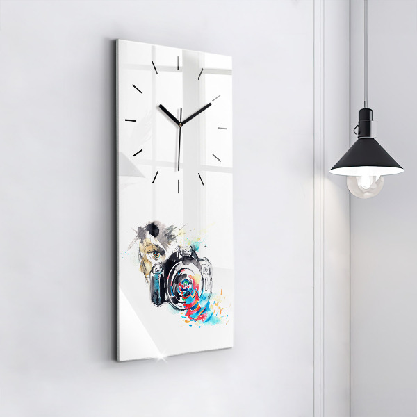 Modern vertical wall clock Woman photographer