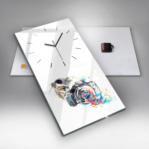 Modern vertical wall clock Woman photographer