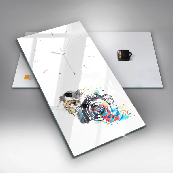 Modern vertical wall clock Woman photographer