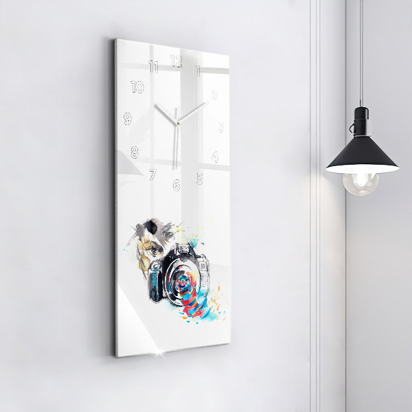 Modern vertical wall clock Woman photographer