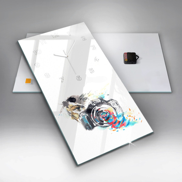 Modern vertical wall clock Woman photographer