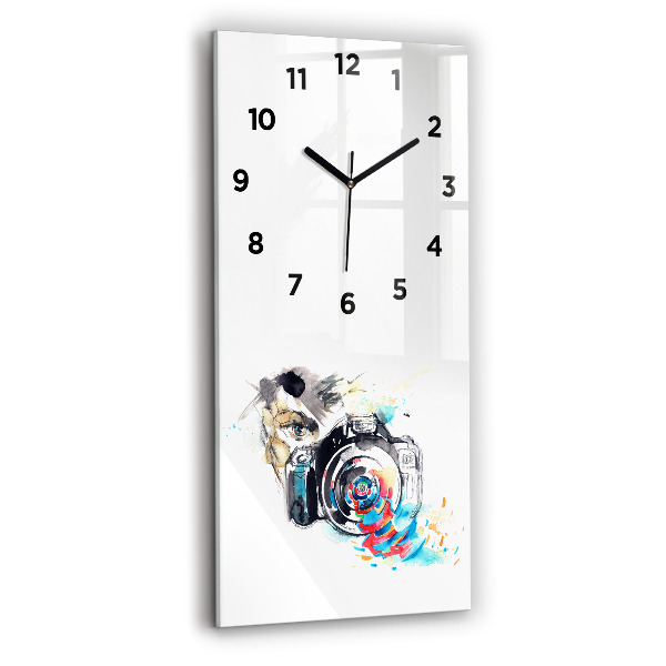 Modern vertical wall clock Woman photographer