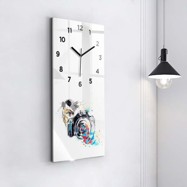 Modern vertical wall clock Woman photographer