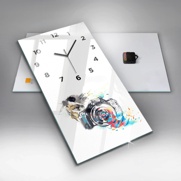 Modern vertical wall clock Woman photographer