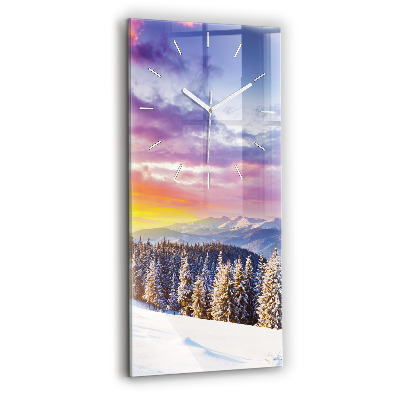 Modern vertical wall clock Winter Mountain Landscape