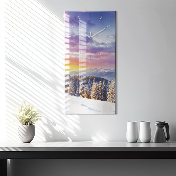 Modern vertical wall clock Winter Mountain Landscape