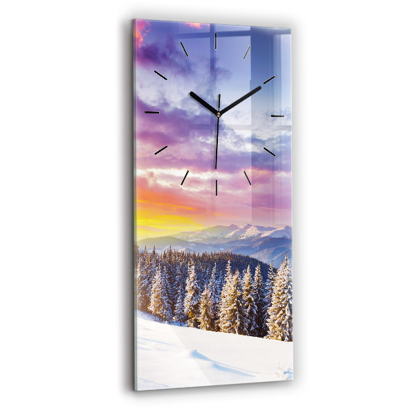Modern vertical wall clock Winter Mountain Landscape