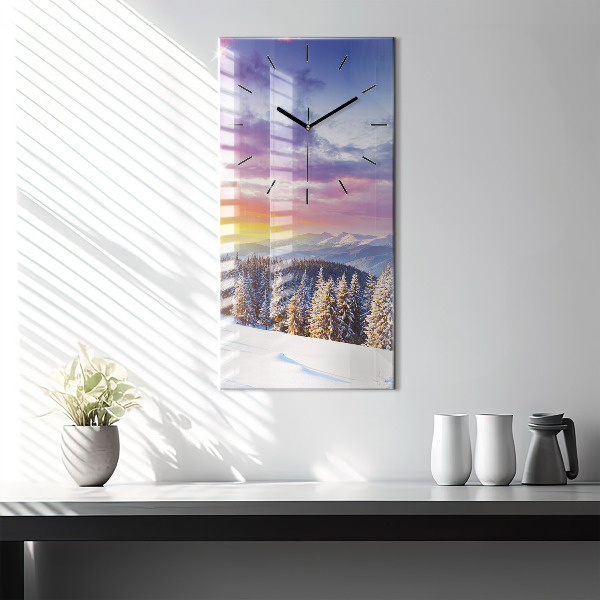 Modern vertical wall clock Winter Mountain Landscape
