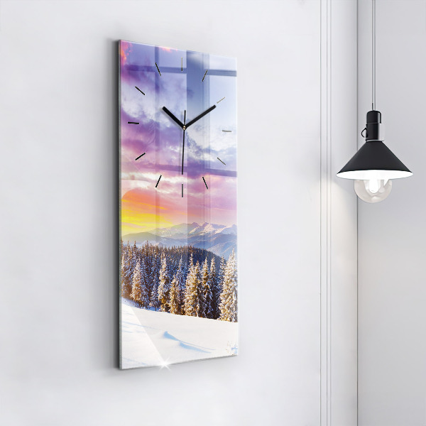 Modern vertical wall clock Winter Mountain Landscape