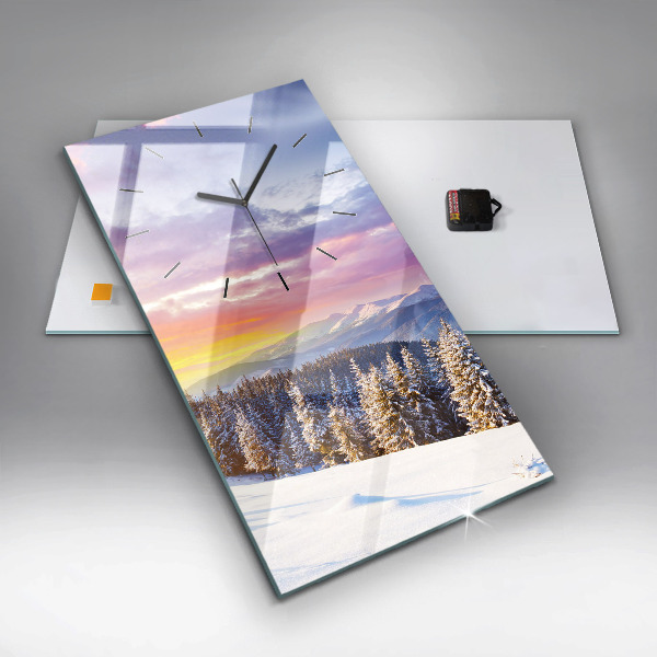 Modern vertical wall clock Winter Mountain Landscape