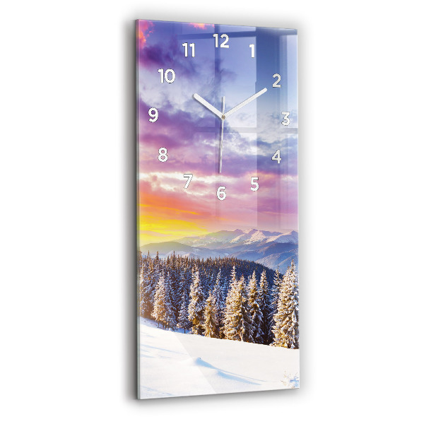 Modern vertical wall clock Winter Mountain Landscape