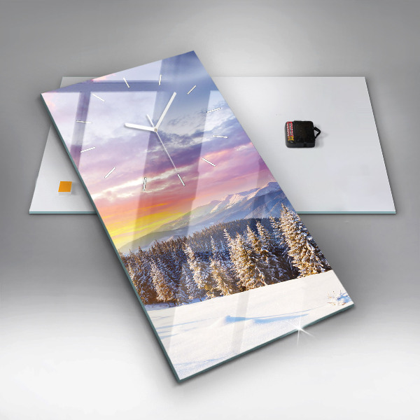 Modern vertical wall clock Winter Mountain Landscape