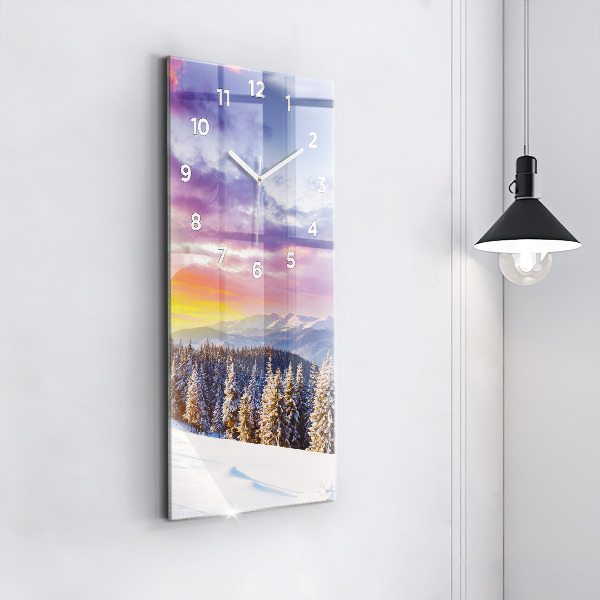 Modern vertical wall clock Winter Mountain Landscape