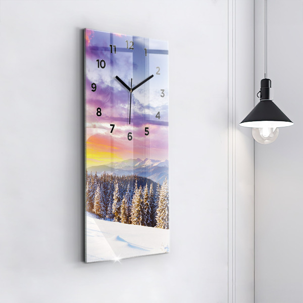 Modern vertical wall clock Winter Mountain Landscape