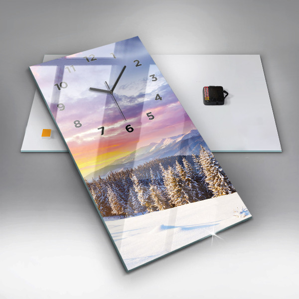 Modern vertical wall clock Winter Mountain Landscape