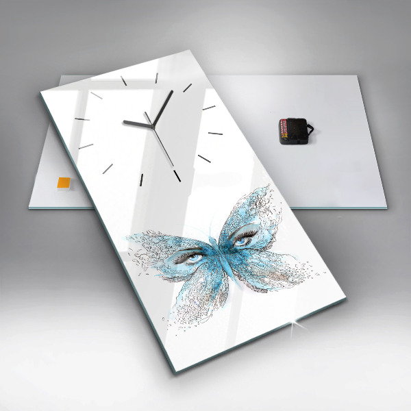 Modern vertical wall clock Butterfly face