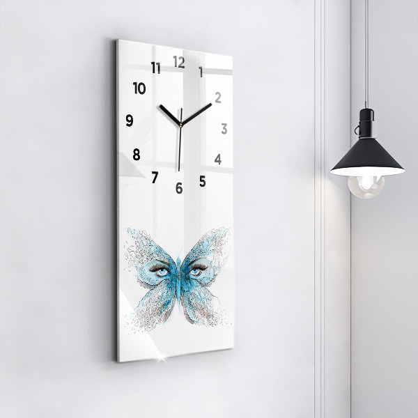 Modern vertical wall clock Butterfly face