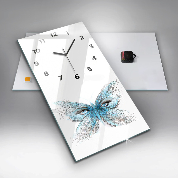 Modern vertical wall clock Butterfly face