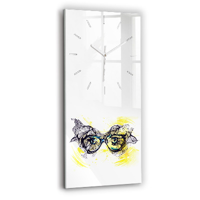 Modern vertical wall clock Eyes with glasses