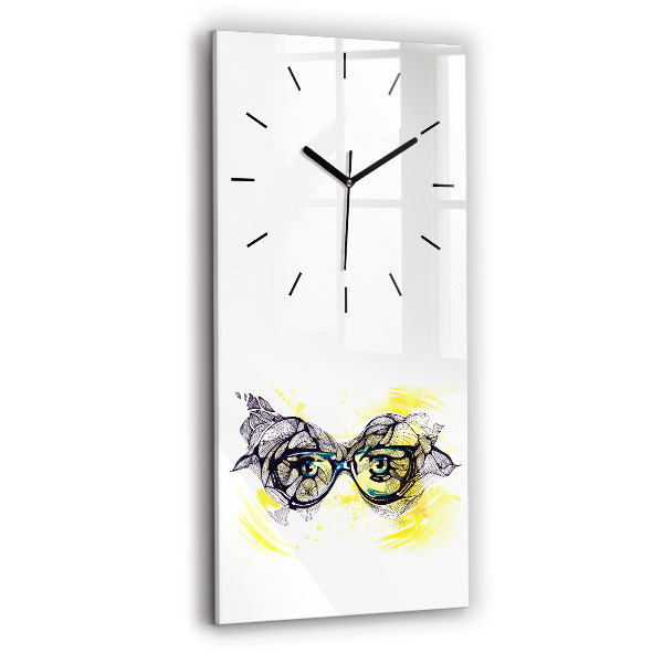 Modern vertical wall clock Eyes with glasses
