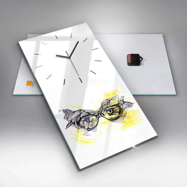 Modern vertical wall clock Eyes with glasses