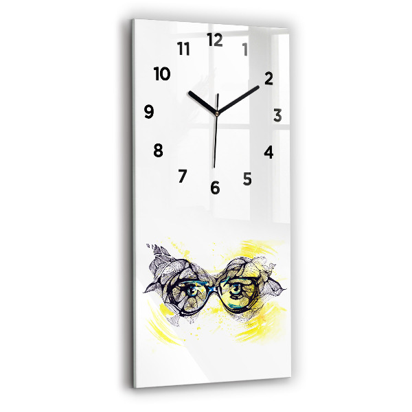 Modern vertical wall clock Eyes with glasses