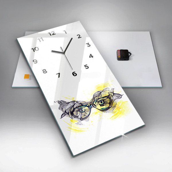 Modern vertical wall clock Eyes with glasses