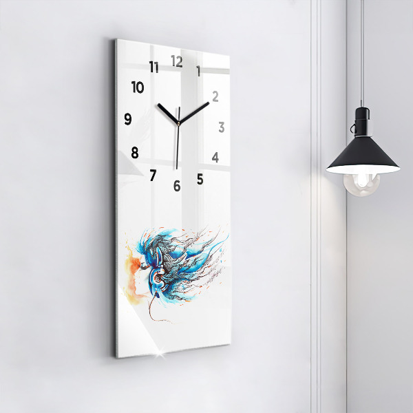 Modern vertical wall clock Illustration of a handset