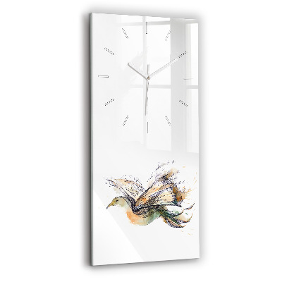 Modern vertical wall clock The bird and the book