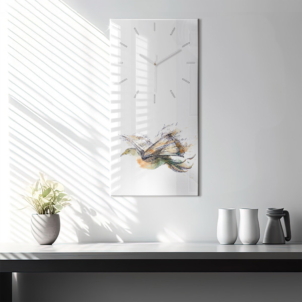 Modern vertical wall clock The bird and the book