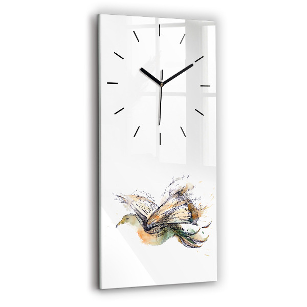 Modern vertical wall clock The bird and the book