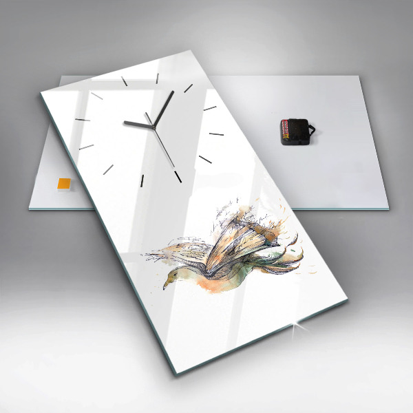 Modern vertical wall clock The bird and the book