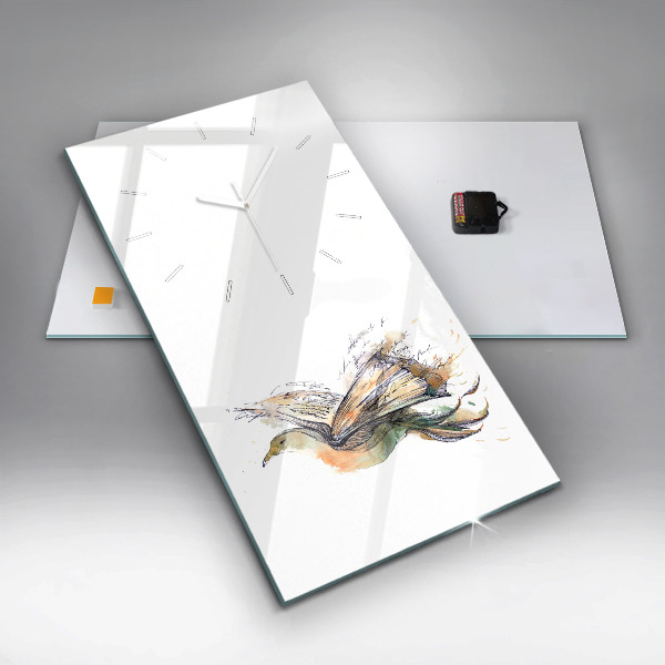 Modern vertical wall clock The bird and the book
