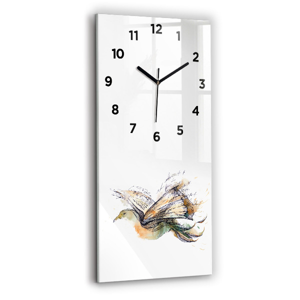 Modern vertical wall clock The bird and the book