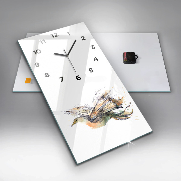 Modern vertical wall clock The bird and the book
