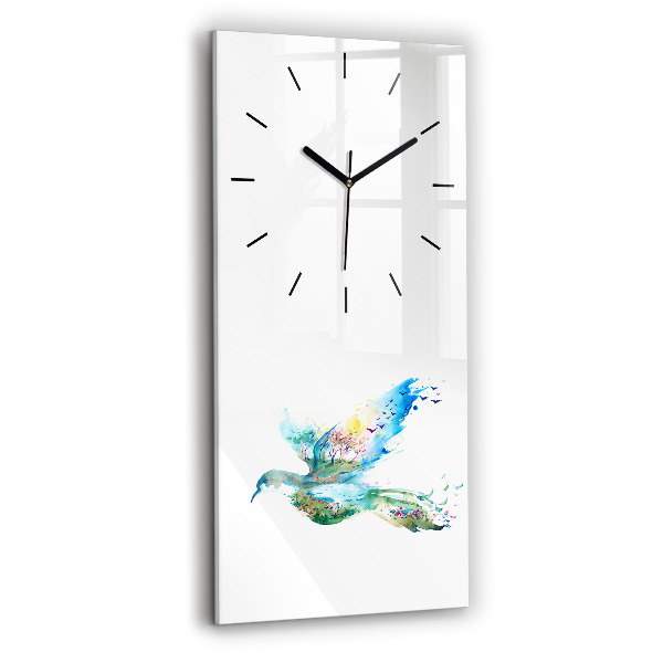 Modern vertical wall clock Abstraction of bird and spring