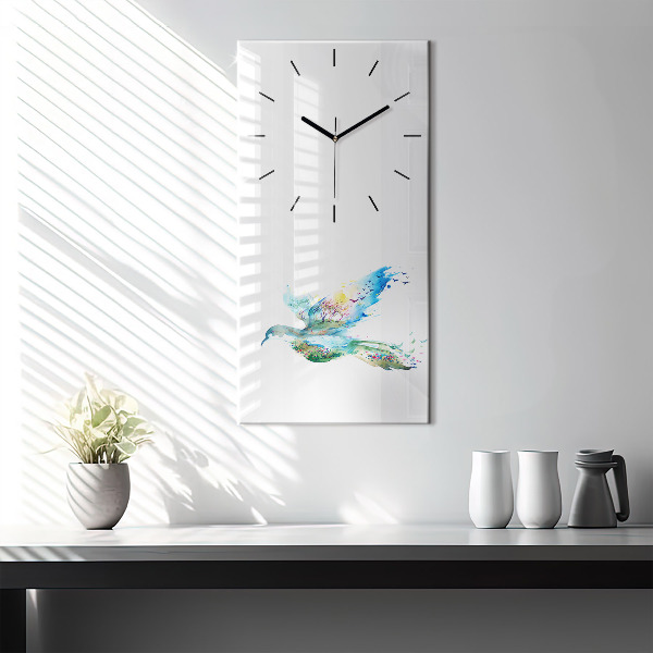 Modern vertical wall clock Abstraction of bird and spring