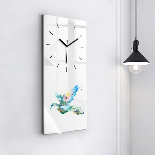 Modern vertical wall clock Abstraction of bird and spring