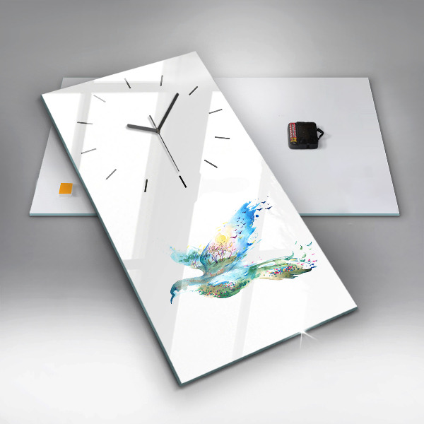 Modern vertical wall clock Abstraction of bird and spring